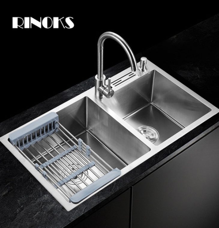 Paket lengkap wastafel dapur RINOKS handmade quality kitchen sinks model SB-7843
