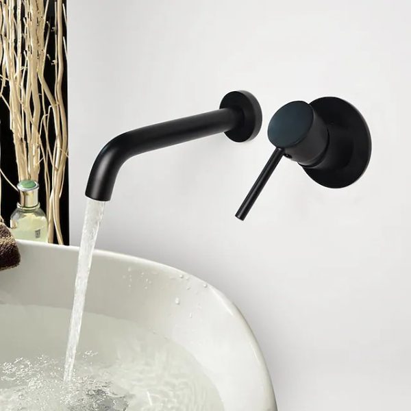Keran tembok mixer kuningan finishing hitam ITL-7203