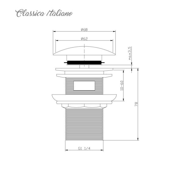 Afur stainles pop up overflow Classica Italiano ITL-035