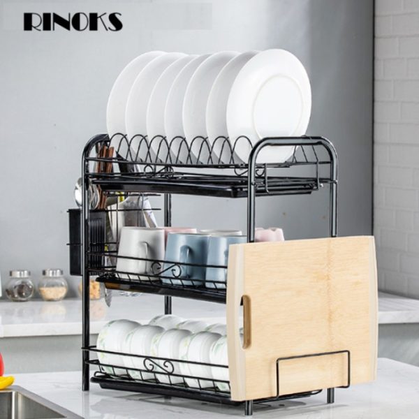 Rak pengering piring stainles Rak dapur serba guna 3 susun model D68