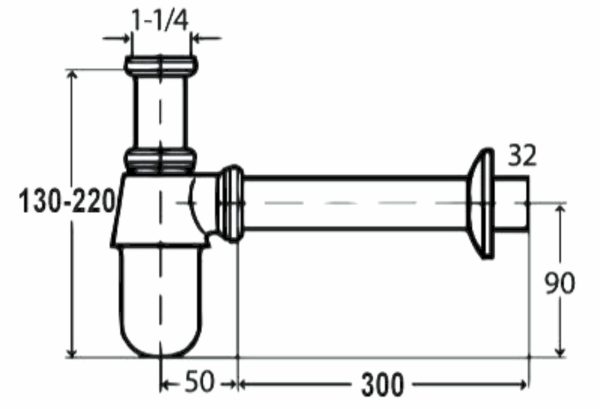 itl-056-classica-italiano-siphon-trap-sketch Siphon wastafel stainles hitam Classica Italiano Model ITL-056BK