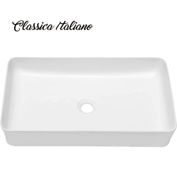 Classica Italiano Wastafel cuci tangan keramik kotak mewah super putih