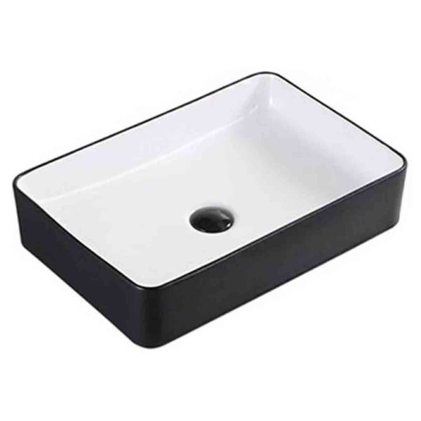 Classica Italiano Wastafel cuci tangan keramik kotak mewah hitam putih