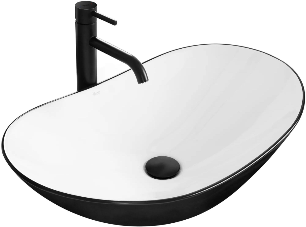 Wastafel kamar mandi oval hitam putih Classica Italiano TC-236-BW