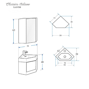 Lemari kabinet sudut kamar-mandi Cabinet Classica Italiano Waterproof Model XANTHI sketch