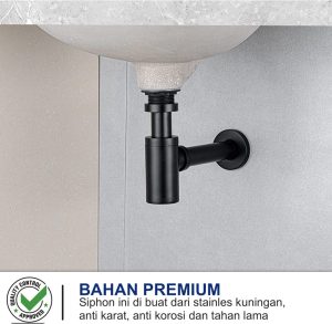 Siphon wastafel bottle trap stainles Classica Italiano ITL-054 hitam