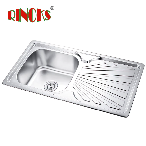 Kitchen sink RINOKS 1 lubang sayap kithcen sink stainles tebal anti karat 100cm