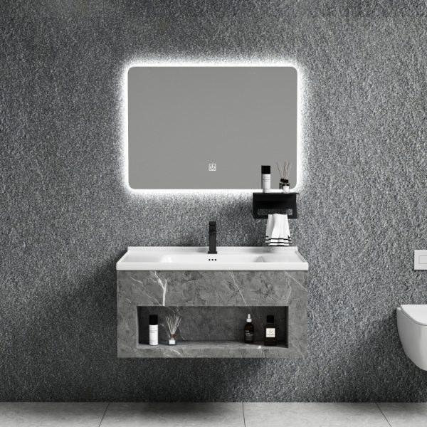 Wastafel kabinet stainles MITILINI-AM Classica Italiano + cermin LED