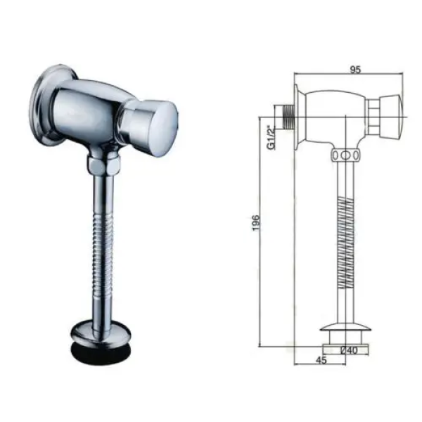 thumbnail: Cikonielf Urinoir Spoelklep Handmatig - Verchroomd Zinklegering, DN15/20MM, Vertragende Uitschakeling